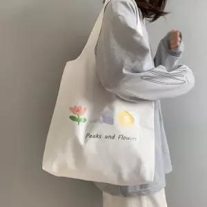 심플 디자인 에코백 데일리 자석잠금 포켓수납 숄더백 프린팅에코백 캔버스에코백