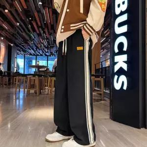 밴딩 중학생 대학생 통 바지 남성 가을 겨울 통큰 고무줄 와이드 코듀로이 팬츠 약기모1190792