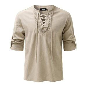 조갈 남성 르네상스 셔츠 중세 해적 바이킹 할로윈 코스튬 고딕 스팀펑크 레트로 긴팔 레이스