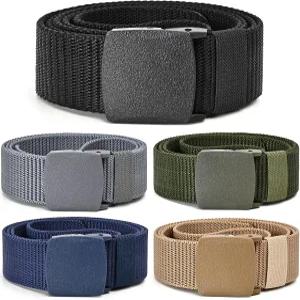 UNGGJKB 전술 남성 나일론 벨트 5팩 캐주얼 밀리터리 캔버스 아웃도어 메탈 프리