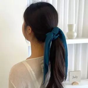 [하프클럽/]스카프머리끈 리본 스카프 곱창머리끈 다크그린 리본