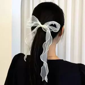 [하프클럽/]리본머리끈 왕리본 쉬폰 스카프 머리끈 아이보리