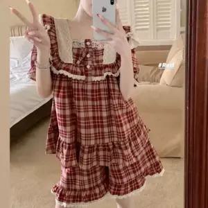 스파이더맨 커플 코튼 레이스 파자마 체크 프린세스 실내복 세트 잠옷세트 반팔 OPH2