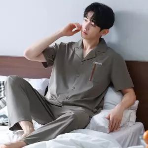 스파이더맨 면 캐주얼 여름 투피스 커플 잠옷세트 파자마 라이크라 풀 집업 카디건 반팔 긴바지 홈웨어레이