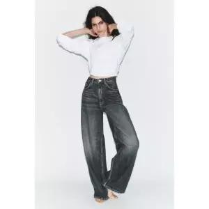 자라 ZARA TRF 엑스트라 와이드 레그 하이웨이스트 청바지 - 블루 3880769