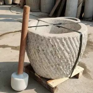 대형 돌절구 전통 마늘 도구 체험 외경은 옛날 절구통