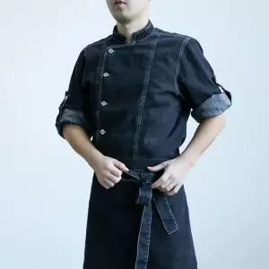 데님 조리복 청 세프복 호텔 고급 일식 요리사 단체 유니폼 빈티지