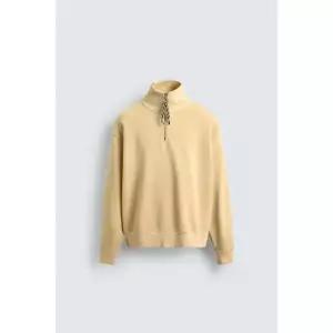 자라 ZARA AARON LEVINE X 테이프 지퍼넥 스웨트셔츠 - 노랑 3880655