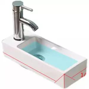 초미니 세면대 벽걸이 세안기 세라믹 소형 욕실 D형+물(좌우구멍) 간이
