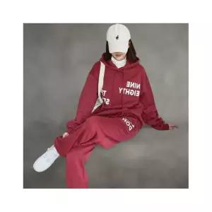 옷자락 여성 스트리트 패션 레터링 기모 후드 집업 트레이닝 세트