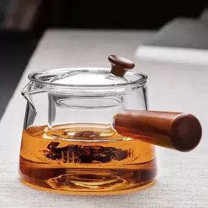 우드손잡이 내열 유리 차포트 티팟 티폿 차우림 450ml (WEED05D)