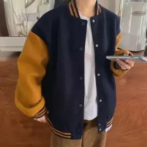 봄부터 겨울 신축성 좋은 여성 배색 기모 야구 점퍼 Fkg7+6IiV
