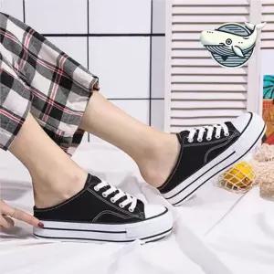 키높이 통굽 캔버스 뮬 여성 운동화 블로퍼 라탄슬리퍼 뮬구두 뮬스니커즈 캔버스뮬