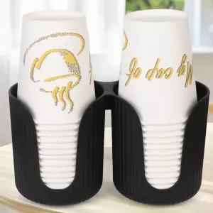 실용적인 더블 컵 거치대 일회용 종이 보관 랙 플라스틱 디펜서 머그잔 디스플레이 스탠드 정리함 가정