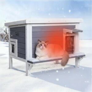 탈출문이 겨울 대형 나무 울타리 GEGURI 단열 고양이 집 야외 쉼터