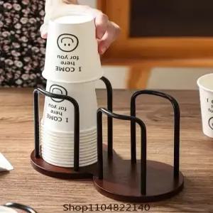 일회용 컵 보관 홀더 랙 선반 물 차 나무 디스펜서 더 긴 스틱 머그잔 디스플레이 스탠드 주최자 용품