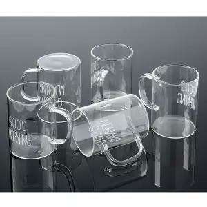 예쁜 내열 유리 머그 찻잔 차잔 유리컵 5P세트 400ml (WEFEA49)