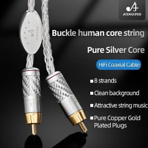 ATAUDIO 순수 실버 HiFi RCA 동축 오디오 케이블 75Ohm 호 와이어 앰프 서브우퍼 사운드 카드