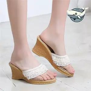 여름 여성 레이스 웨지힐 슬리퍼 멋스러운 웨지샌들 웨지힐 웨지힐샌들 여성웨지샌들