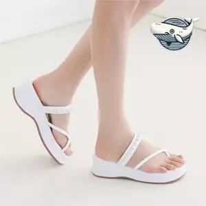 여름 두꺼운 밑창 슬리퍼 세련된 진주 장식 쪼리 통굽슬리퍼 사무실슬리퍼 키높이슬리퍼