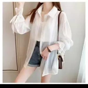 [SBD] 시스루셔츠 화이트 소매프릴