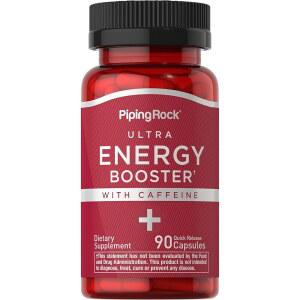 카페인이 함유된 파이핑 록 에너지 보충제 | 90 캡슐 빠른 방출 부스터 알약 비-GMO, 글루텐 프리 포뮬러