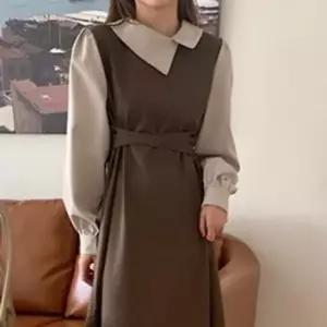 [SBD] 하객 라인 봄원피스 원피스 배색 롱 언발 허리 화이트