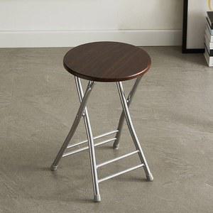 원형 접이식 보조의자 철제 의자 캠핑 휴대용 스툴 우드 편안한