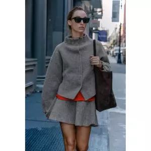 ZARA 니트 미니 스커트 - 다크 그레이 9598/169/801 147846