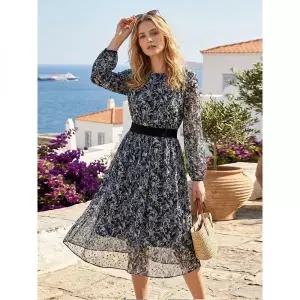 조이너스 쉬폰 배색 주름 원피스JACU4-WOP100 1217820