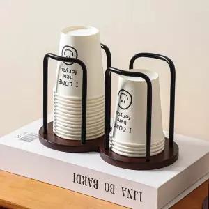 일회용 컵 보관 홀더 랙 선반 물 차 나무 디스펜서 긴 스틱 머그 디스플레이 스탠드 정리 용품