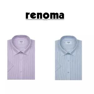 매장정품 renoma (슬림핏) 시원하고 구김이적은 린넨 혼방 스트라이프 반팔셔츠 2종택1 (RQUSL0352) 149564