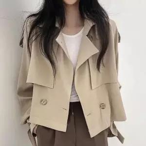 봄 가을 숏 트렌치자켓 더블 여자 단추 크롭 기장