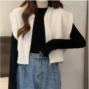 캐주얼디자인 여성 조끼 데일리 니트 후드집업 베스트