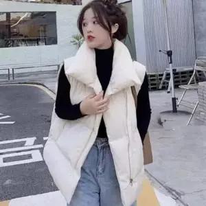 데일리 여성 패딩 조끼 루즈핏 여자 오버핏 조끼 아우터 하이넥
