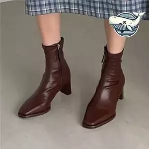 세련된 가을 여성 앵클 부츠 6cm 통굽 여자가을신발 앵글부추 발목부츠 발편한부츠