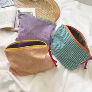 심플 체크 멀티 수납 파우치백 휴대용 화장품 파우치 이너백 파우치백 파우치가방