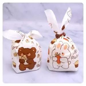 [문구/오피스] BB15 쿠키포장 어린이날 보자기봉투4장 선물포장 생일선물포장지 보자기봉투 곰토끼 5EA