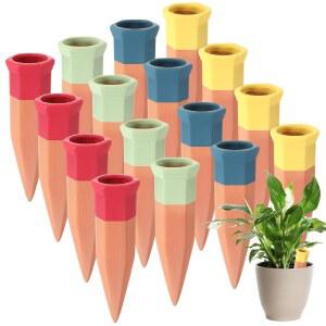 베이더케 16개 말뚝 테라코타 천천히 자동 급수 스파이크 야외 화려한 식물을 위한 실내