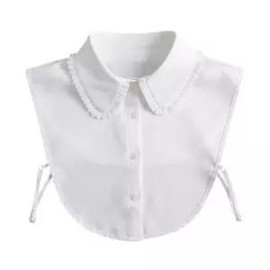 사이드 플리츠 카라 페이크 셔츠 블라우스 넥케이프 레이스케이프 넥레이스 목레이스