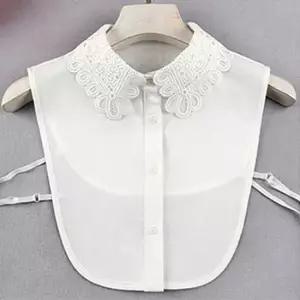 플라워 자수 레이어드 넥케이프 블라우스 레이스 셔츠 레이스케이프 넥레이스 목레이스