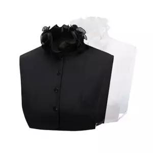 플리츠 레이스 하이넥 페이크카라 이쁜 가짜 카라 면레이스넥케이프 넥케이프칼라