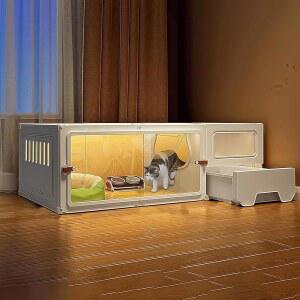 쓰레기통이 대형 고양이 울타리 실내 투명 빌라 DIY 반밀폐 상자 41x18x14 인치