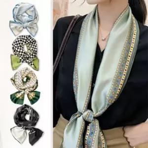 패션스카프 여성 직사각 광택 쁘띠 스카프 실크 머플러 패션 1P