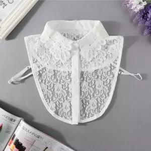 펀칭 플라워 레이스 페이크 카라 블라우스 카라 면레이스넥케이프 넥케이프칼라