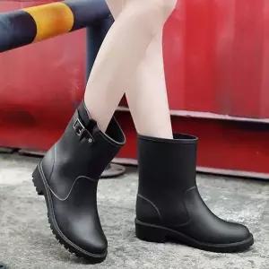 여자 미니멀 깔끔 장화 우비 슈즈 학생 스트릿 코디