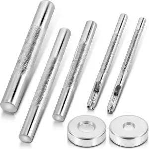 7pcs 리벳 설정 도구 키트 가죽 가방 벨트 신발 부츠 모자 애완용 칼라 열쇠고리 의류 설치용 금속 펀치