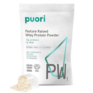 푸오리 유청 단백질 분말, 버번 바닐라 - PW1 목초지에서 키운 풀을 먹인 분말 믹스 근육 증가 및 회복을 위한 운동 후 보충제 30인분