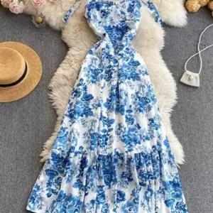 [SBD] 나시 카라원피스 쉬폰원피스 끈조절 롱 스커트 플레어