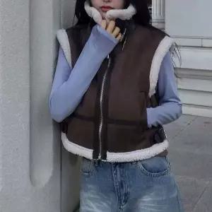 여성 인조 무스탕 하이넥 조끼 레이어드 아우터 3색